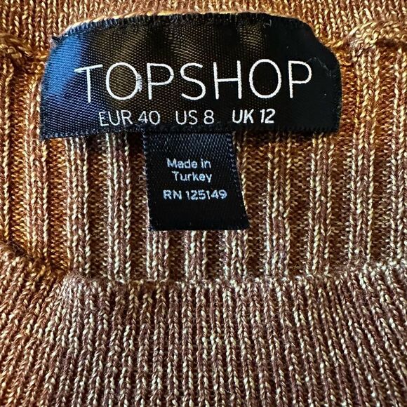 TOPSHOP Women's Ribbed Mock Neck Long Sleeve Sweater Mustard Gold Size 8 - Picture 3 of 8